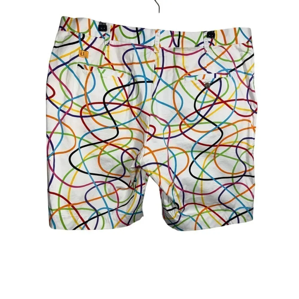 LOUDMOUTH Men's Scribblz Cotton Golf/Casual Short White/Multi-Color Size 42